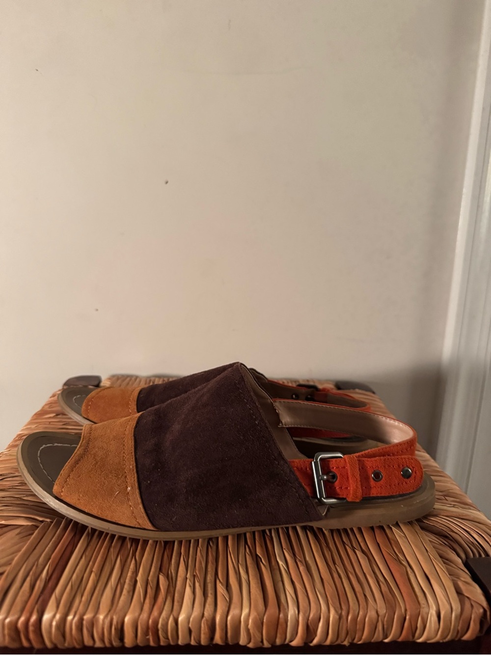 Women’s Charles David Two-Tone Suede Slide Sandals - Dark Brown & Rust size 10